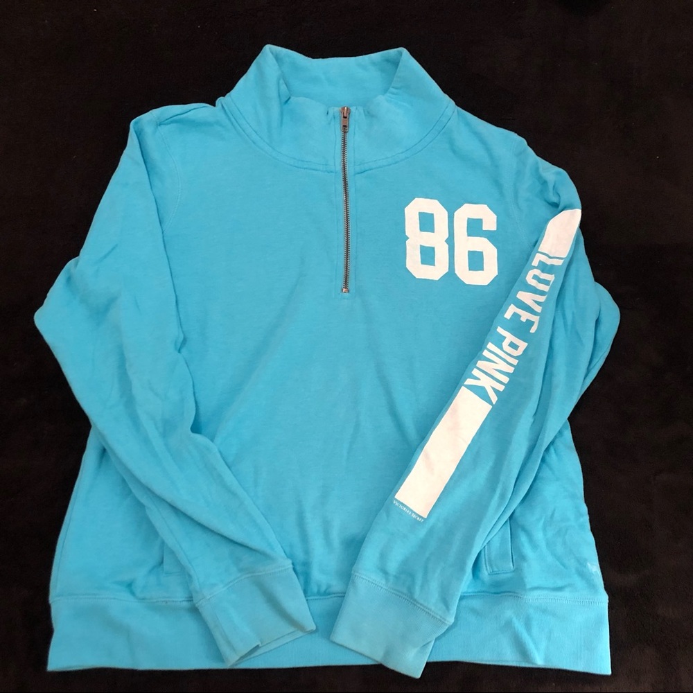 PINK. Sweatshirt with 3/4 zipper. Size L